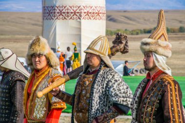 Kazakistan, Taldykorgan - 02 Ekim 2015: Göçebe Oyunları, Orta Asya 'da yapılan etnik sporlara adanmış uluslararası spor müsabakaları   