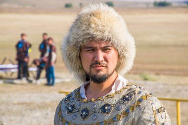 Kazakhstan, Taldykorgan - October 02, 2015: Nomad Games, international sport competition dedicated to ethnic sports practiced in Central Asia    clipart