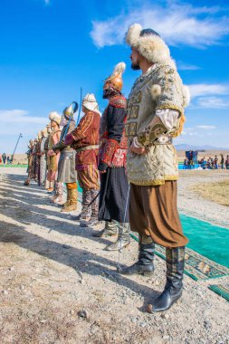 Kazakistan, Taldykorgan - 02 Ekim 2015: Göçebe Oyunları, Orta Asya 'da yapılan etnik sporlara adanmış uluslararası spor müsabakaları   
