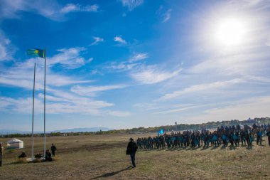 Kazakistan, Taldykorgan - 02 Ekim 2015: Göçebe Oyunları, Orta Asya 'da yapılan etnik sporlara adanmış uluslararası spor müsabakaları   