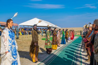 Kazakistan, Taldykorgan - 02 Ekim 2015: Göçebe Oyunları, Orta Asya 'da yapılan etnik sporlara adanmış uluslararası spor müsabakaları   