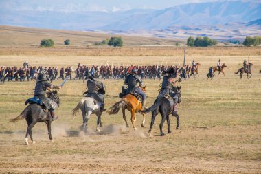 Kazakistan, Taldykorgan - 02 Ekim 2015: Göçebe Oyunları, Orta Asya 'da yapılan etnik sporlara adanmış uluslararası spor müsabakaları   
