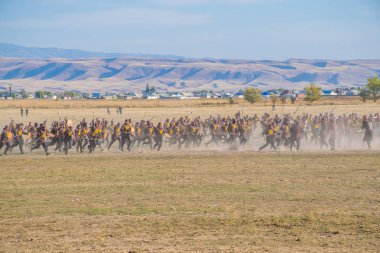 Kazakistan, Taldykorgan - 02 Ekim 2015: Göçebe Oyunları, Orta Asya 'da yapılan etnik sporlara adanmış uluslararası spor müsabakaları   