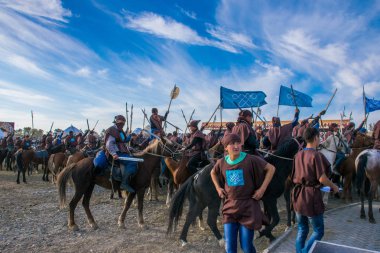 Kazakistan, Taldykorgan - 02 Ekim 2015: Göçebe Oyunları, Orta Asya 'da yapılan etnik sporlara adanmış uluslararası spor müsabakaları   