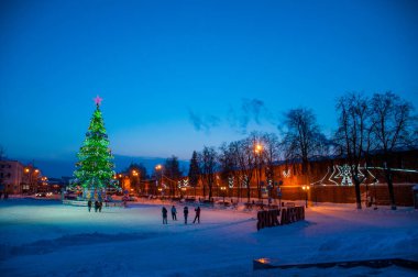 Russia, Nizhny Novgorod - January 01, 2017: Walking by Nizhny Novgorod during Christmas holidays  clipart