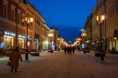 Rusya, Nizhny Novgorod - 01 Ocak 2017: Noel tatilinde Nizhny Novgorod 'un Yürüyüşü 