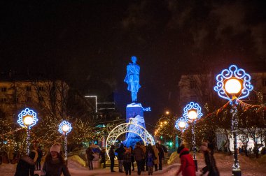 Rusya, Nizhny Novgorod - 01 Ocak 2017: Noel tatilinde Nizhny Novgorod 'un Yürüyüşü 