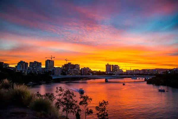 View Brisbane Cityscape Sunset Background — Stock Photo, Image