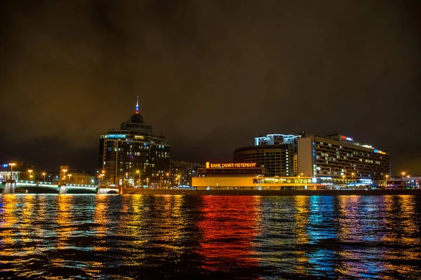 Céu Noturno Incrível Noite Branca São Petersburgo Ponte Sobre Rio — Fotografia de Stock