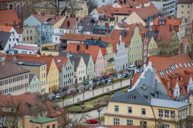 Landshut, Almanya - Mart 2020: Landshut 'un tarihi binaları, Bavyera, Almanya.