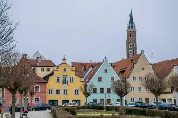 Landshut Γερμανία Μάρτιος 2020 Άποψη Των Ιστορικών Κτιρίων Της Παλιάς — Φωτογραφία Αρχείου