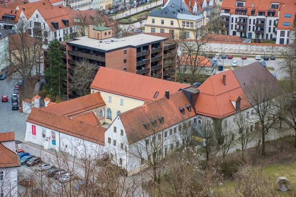ドイツのランドシャット 2020年3月 ドイツのバイエルン州ランドシャット旧市街の歴史的建造物と鳥目ビュー — ストック写真