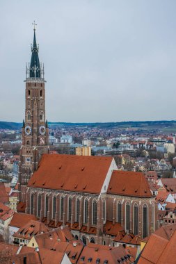 Landshut, Almanya - Mart 2020: Landshut 'un tarihi binaları, Bavyera, Almanya.