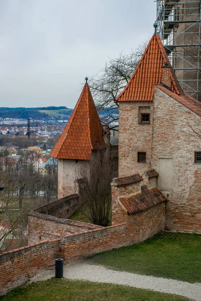 德国兰茨胡特 2020年3月 特拉斯尼茨城堡 Trausnitz Castle 是一座中世纪城堡 位于巴伐利亚兰茨胡特古镇 — 图库照片