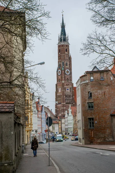 Landshut Γερμανία Μάρτιος 2020 Θέα Του Ιστορικού Κέντρου Του Landshut — Φωτογραφία Αρχείου