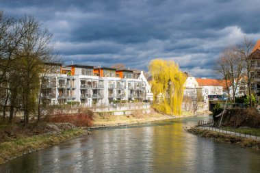 Landshut, Almanya - Mart 2020: Bavyera 'daki Landshut' un tarihi merkezi.