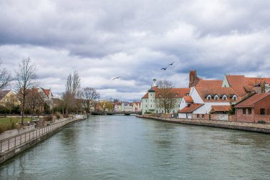 Landshut, Almanya - Mart 2020: Bavyera 'daki Landshut' un tarihi merkezi.
