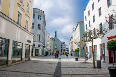 Straubing, Almanya - Mart 2020: Bavyera 'daki Straubing' in tarihi merkezi