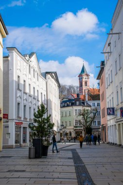 Straubing, Almanya - Mart 2020: Bavyera 'daki Straubing' in tarihi merkezi