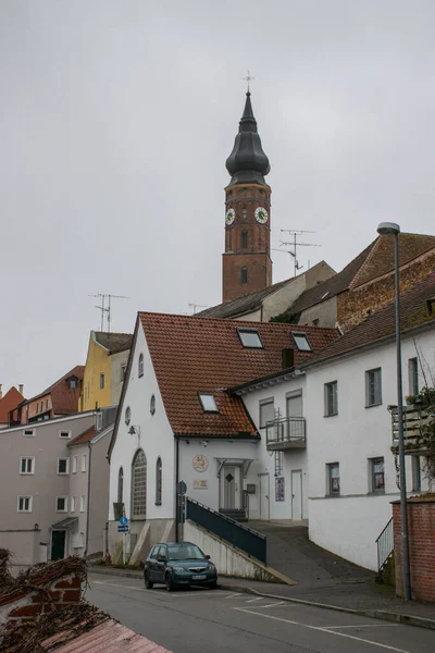 Straubing Tyskland Mars 2020 Utsikten Över Den Historiska Stadskärnan Straubing — Stockfoto