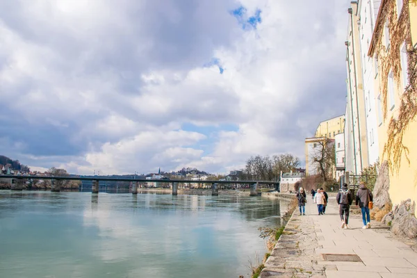 Passau Německo Březen 2020 Řeka Řeky Inn Pasově — Stock fotografie