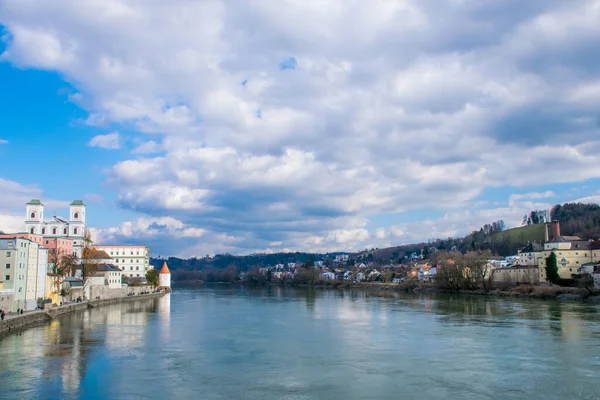 Passau Allemagne Mars 2020 Riverside Fleuve Inn Passau — Photo