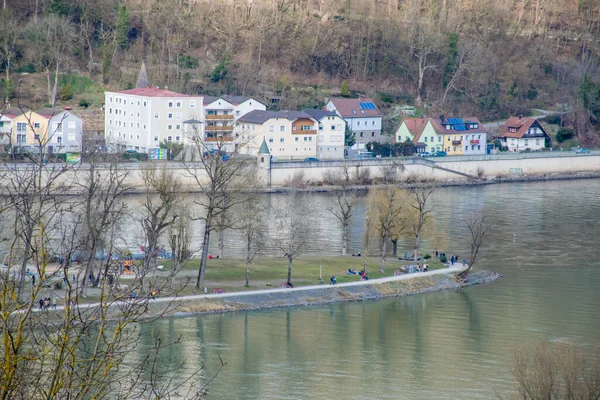 Passau Niemcy Marzec 2020 Rzeka Inn Passau — Zdjęcie stockowe