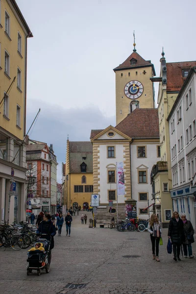 Visão Arquitetura Regensburg Dia Nublado Conceito Viagem — Fotografia de Stock