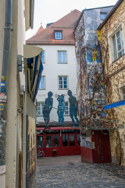 Widok Architekturę Regensburga Pochmurny Dzień Koncepcja Podróży — Zdjęcie stockowe