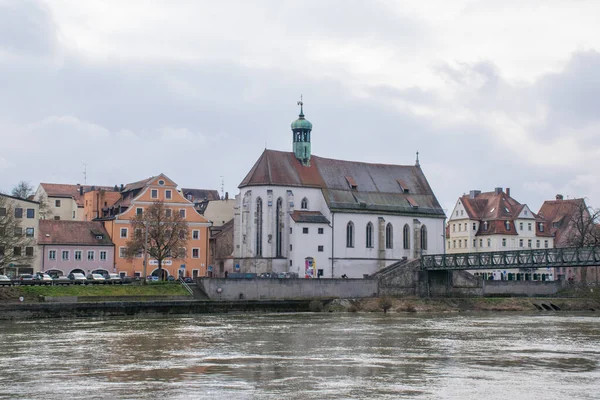 Bulutlu Bir Günde Regensburg Şehir Manzarası Seyahat Kavramı — Stok fotoğraf