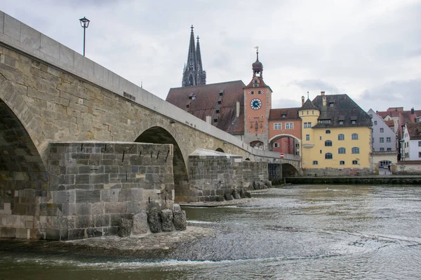 Blick Auf Das Regensburger Stadtbild Bei Bewölktem Tag Reisekonzept — Stockfoto