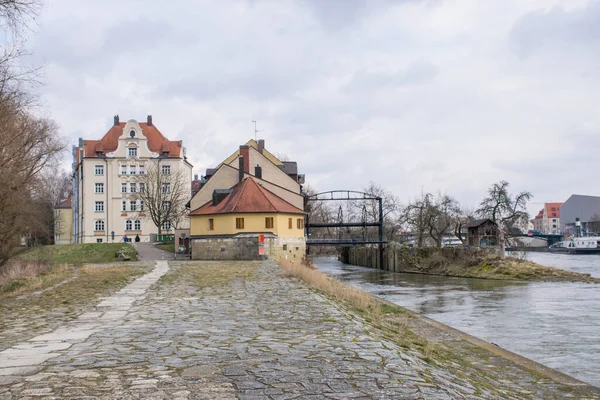 Pohled Město Regensburg Zamračený Den Koncept Cestování — Stock fotografie