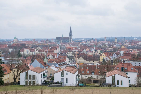 Bulutlu Bir Günde Regensburg Şehir Manzarası Seyahat Konsepti — Stok fotoğraf