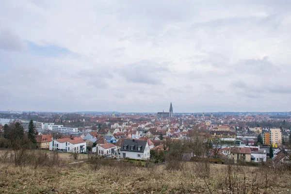 Вид Воздуха Город Регенсбург Облачный День Концепция Путешествия — стоковое фото