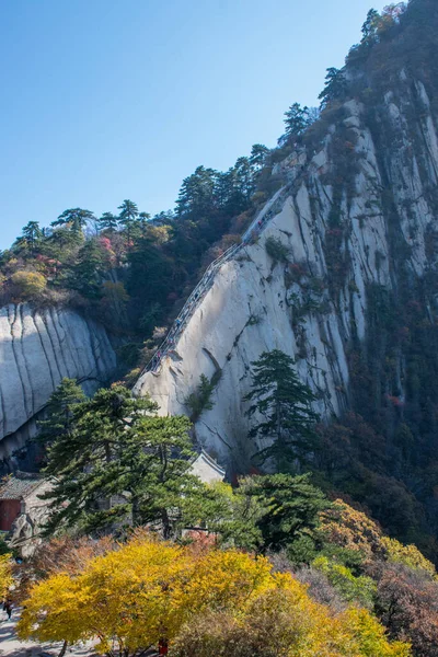 Vacker Antenn Landskap Utsikt Över Sten Kulle Vid Huashan Mountain — Stockfoto