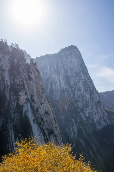 Hermosa Vista Aérea Del Paisaje Colina Piedra Montaña Huashan Valle — Foto de Stock