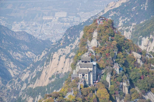 Ancien Temple Taoïste Sommet Montagne Huashan Vallée Pointe Des Destinations — Photo