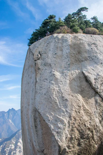 Beautiful aerial landscape view of stone hill at Huashan Mountain. Peak valley of the most popular travel destinations at Shaanxi