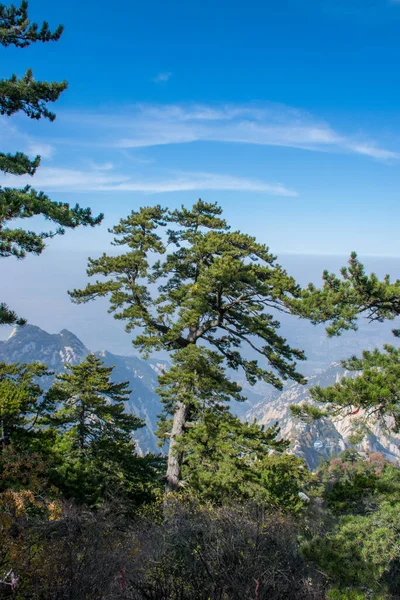 Krásný Letecký Výhled Kamenný Kopec Pohoří Huashan Vrchol Údolí Nejpopulárnějších — Stock fotografie