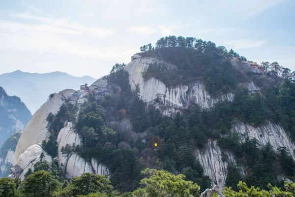 Όμορφη Πανοραμική Θέα Του Πέτρινου Λόφου Στο Βουνό Huashan Κορυφή — Φωτογραφία Αρχείου