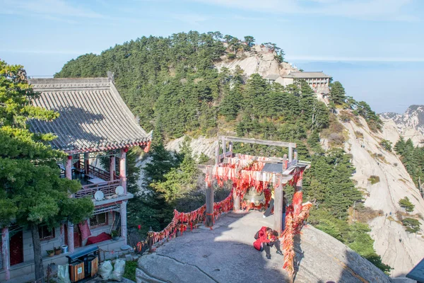 Chine Oct 2019 Temple Antique Taoïste Sommet Montagne Huashan Vallée — Photo