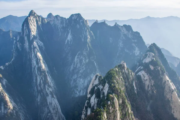 Hermosa Vista Aérea Del Paisaje Colina Piedra Montaña Huashan Valle — Foto de Stock