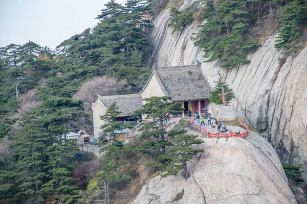 Chine Oct 2019 Temple Antique Taoïste Sommet Montagne Huashan Vallée — Photo