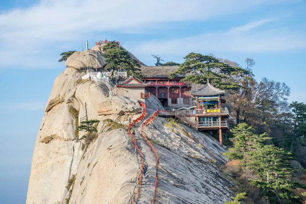 Chine Oct 2019 Temple Antique Taoïste Sommet Montagne Huashan Vallée — Photo