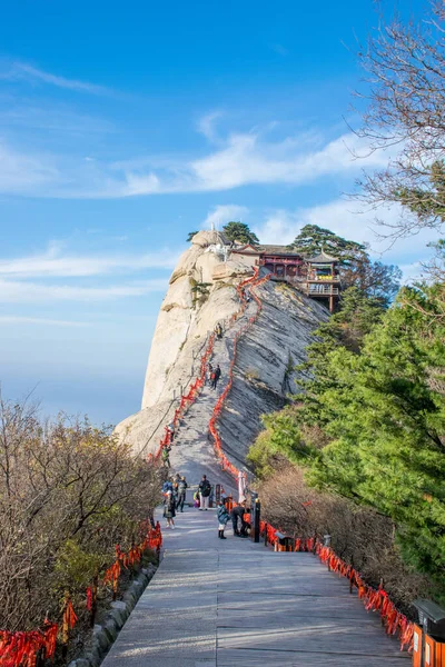 Chine Oct 2019 Temple Antique Taoïste Sommet Montagne Huashan Vallée — Photo