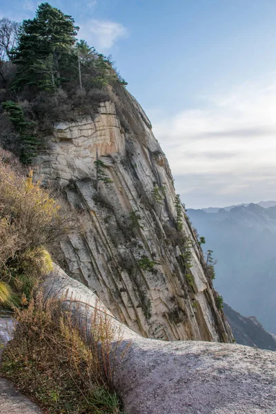 Krásný Letecký Výhled Kamenný Kopec Pohoří Huashan Vrchol Údolí Nejpopulárnějších — Stock fotografie