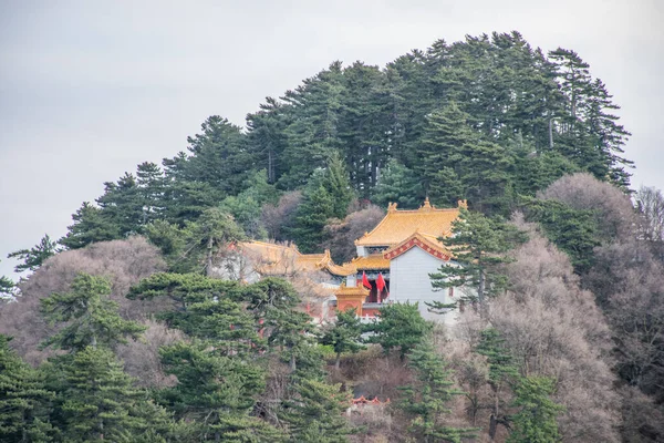 Kina Okt 2019 Taoistiskt Antikt Tempel Toppen Berget Huashan Topp — Stockfoto