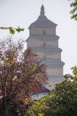 Xian, Çin - Ekim 2019: Xi 'an, Shaanxi, Çin' de Dev Vahşi Kaz Pagoda