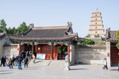 Xian, Çin - Ekim 2019: Xi 'an, Shaanxi, Çin' de Dev Vahşi Kaz Pagoda