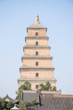Xian, Çin - Ekim 2019: Xi 'an, Shaanxi, Çin' de Dev Vahşi Kaz Pagoda